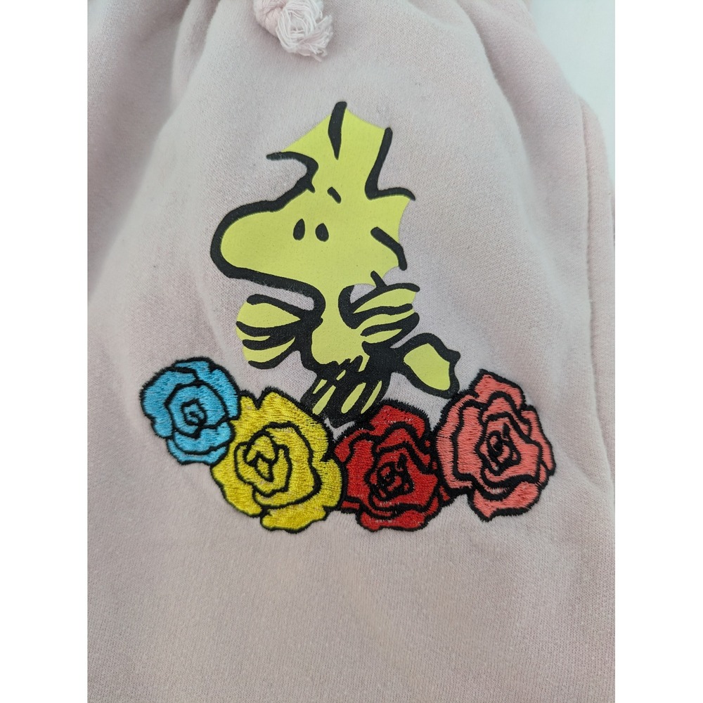 Peanuts Snoopy Woodstock Sweatpants Womens Small Pink Embroidered Graphic Jogger - Picture 9 of 11